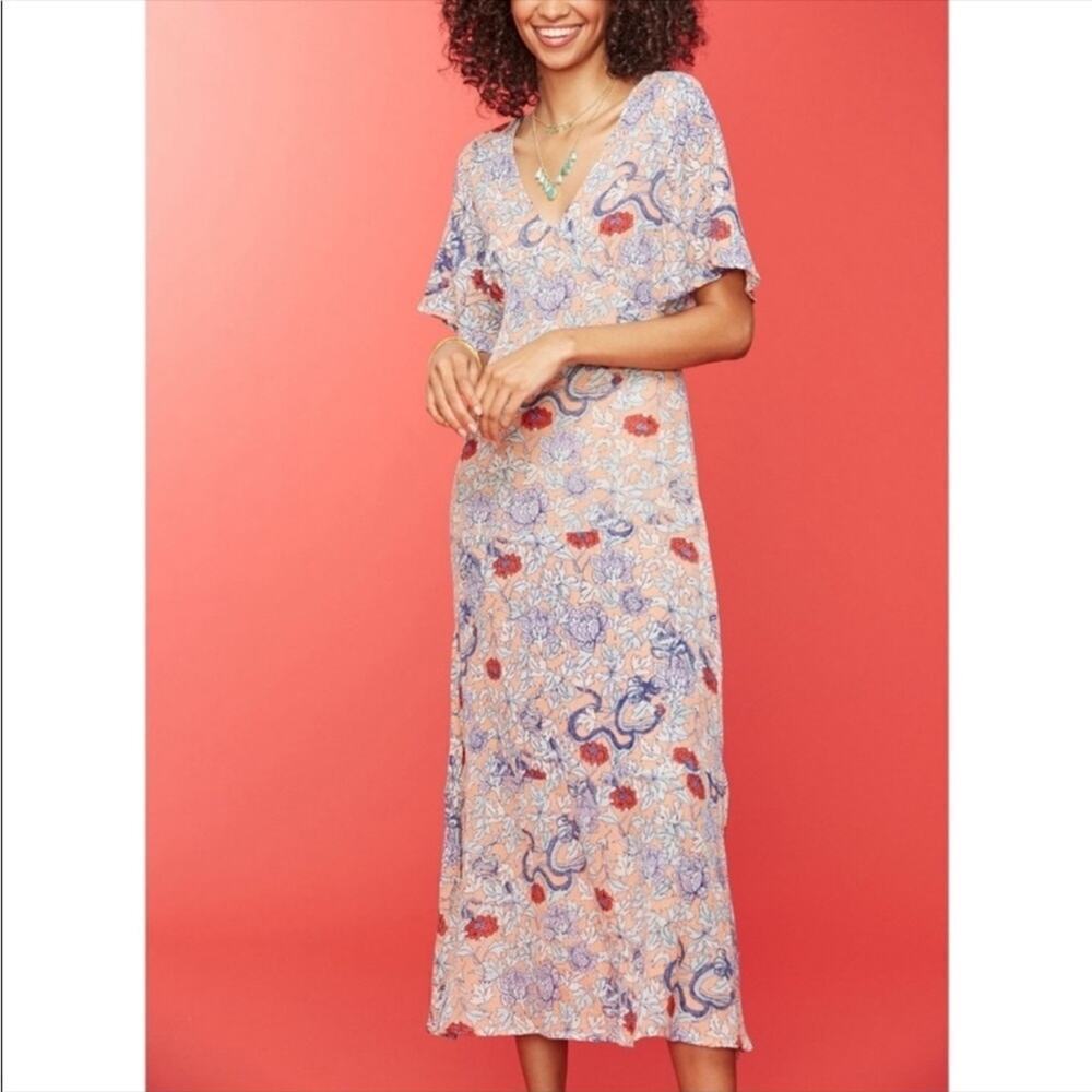 Roller Rabbit Issa Floral Midi Dress Sz S